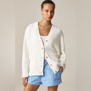J. Crew Women's White Marina V-Neck Cardigan, Size Medium